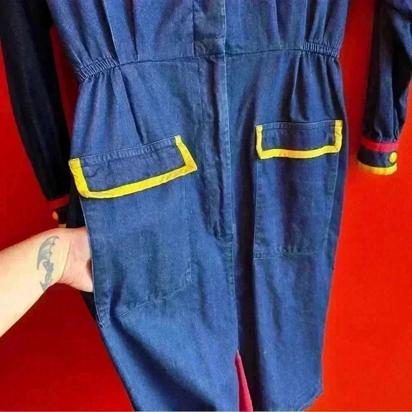 Vintage 80s Anne Crimmins color block nautical sailor silk blend dress size 10 - Picture 4 of 11